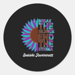 Mens beautiful prevention awareness sunflower wear classic round sticker
