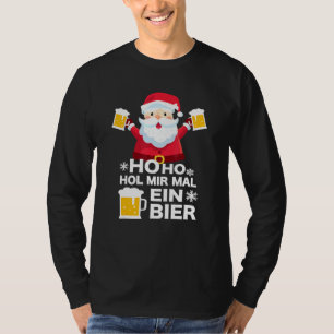 Mens Beer Advent Calendar Santa Claus Beer Mug Bee T-Shirt