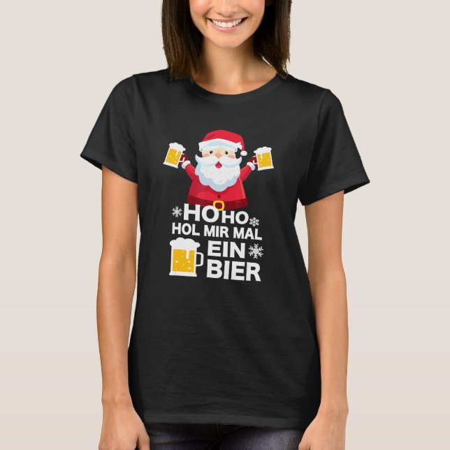 Mens Beer Advent Calendar Santa Claus Beer Mug Bee T-Shirt (Front)