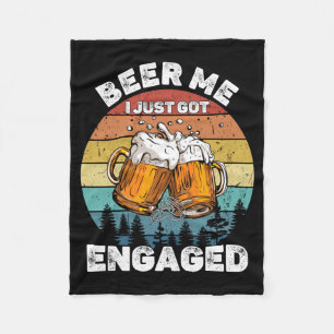 Mens Beer Got Engaged Funny Party Celebration Fleece Blanket
