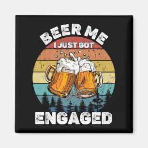 Mens Beer Got Engaged Funny Party Celebration Magnet