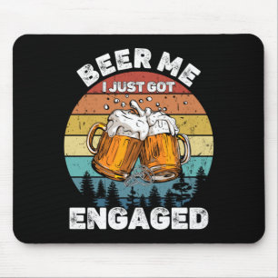Mens Beer Got Engaged Funny Party Celebration Mouse Mat