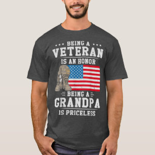 Mens Being a Veteran Is an Honour Being a Grandpa T-Shirt