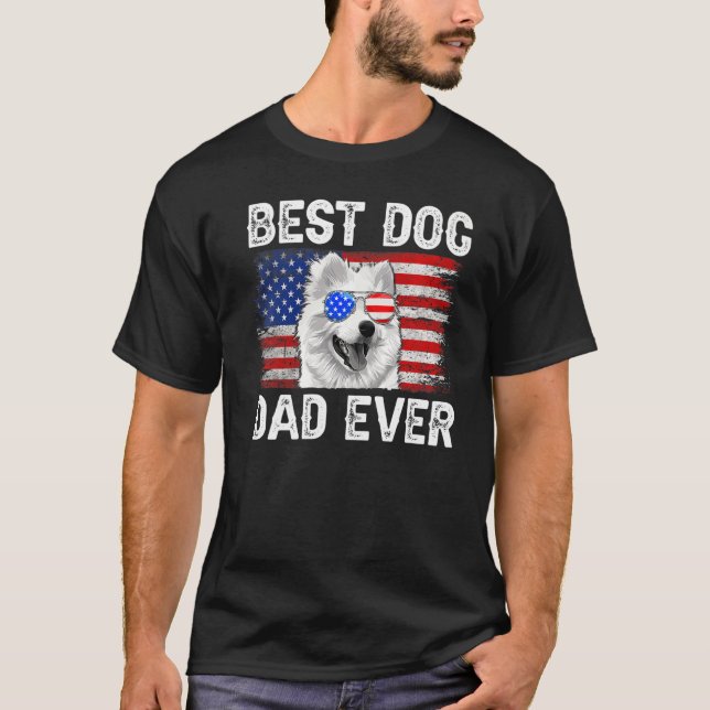 Mens Best American Eskimo Dad Ever American Flag 4 T-Shirt (Front)