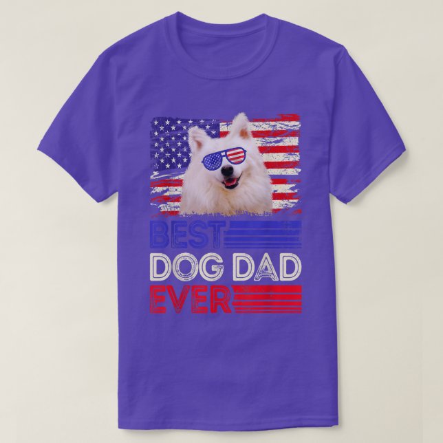 Mens Best American Eskimo Dad Ever American Flag P T-Shirt (Design Front)