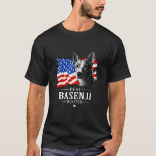 Mens Best Basenji Dad Ever American Flag Father s T-Shirt