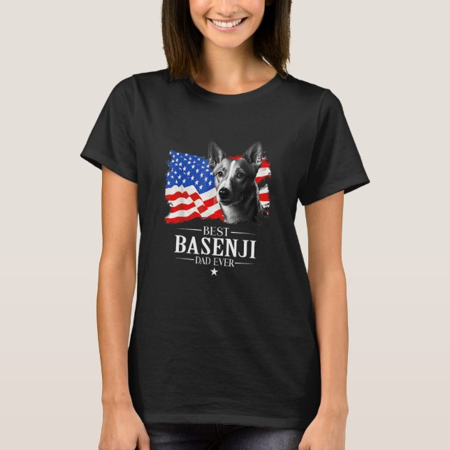 Mens Best Basenji Dad Ever American Flag Father s  T-Shirt (Front)