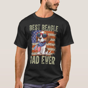 Mens Best Beagle Dad Ever Dog American Flag Fathe T-Shirt