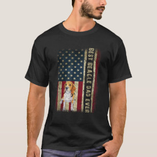 Mens Best Beagle Dad Ever Dog Lover American Flag T-Shirt