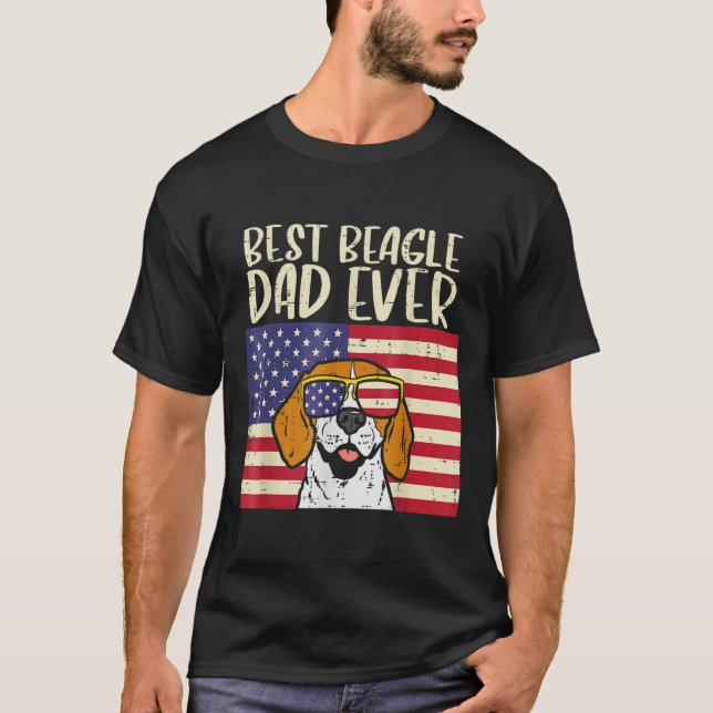 Mens Best Beagle Dad Ever Flag Patriotic Dog  Fath T-Shirt (Front)