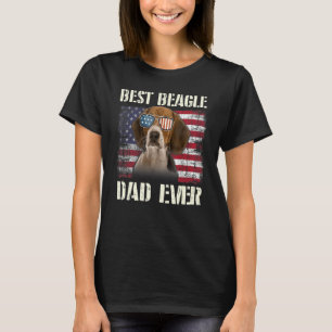 Mens Best Beagle Sunglasses Dad Ever American Flag T-Shirt