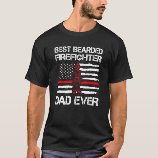 Mens Best Bearded Firefighter Dad Ever Daddy Fire  T-Shirt