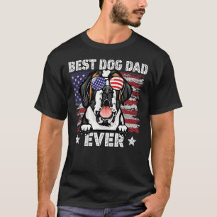 Mens Best Bernard Dad Ever American Flag Fathers D T-Shirt