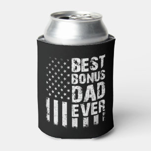 Mens Best Bonus Dad Ever American Flag Father's Da Can Cooler