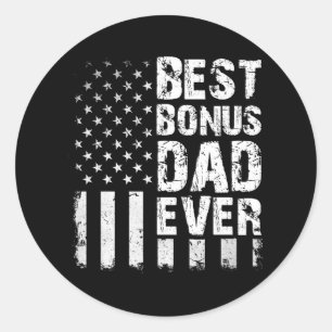 Mens Best Bonus Dad Ever American Flag Father's Da Classic Round Sticker
