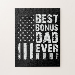 Mens Best Bonus Dad Ever American Flag Father's Da Jigsaw Puzzle