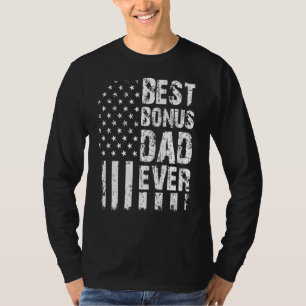 Mens Best Bonus Dad Ever American Flag Father's Da T-Shirt