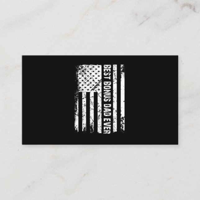 Mens Best Bonus Dad Ever American Flag Tshirt Business Card (Front)