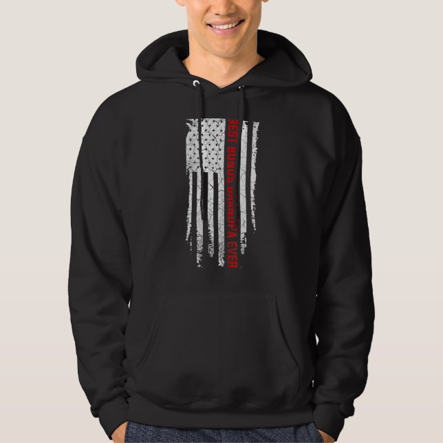 Mens Best Bonus Grandpa Ever American Usa Flag Fat Hoodie (Front)