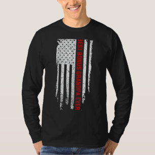 Mens Best Bonus Grandpa Ever American Usa Flag Fat T-Shirt