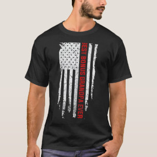 Mens Best Bonus Grandpa Ever American Usa Flag Fat T-Shirt