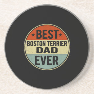 Mens Best Boston Terrier Dad Ever Retro Style Cool Coaster