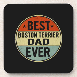 Mens Best Boston Terrier Dad Ever Retro Style Cool Coaster