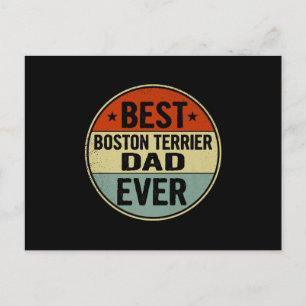 Mens Best Boston Terrier Dad Ever Retro Style Cool Postcard