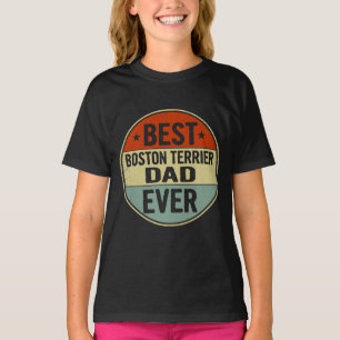 Mens Best Boston Terrier Dad Ever Retro Style Cool T-Shirt