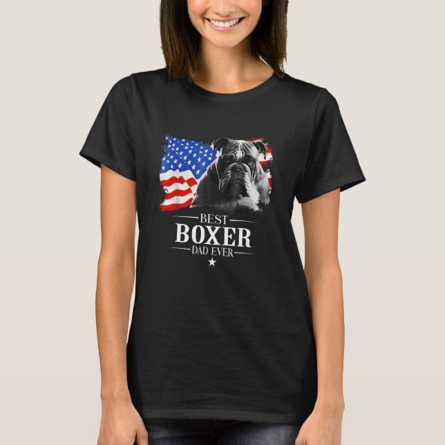 Mens Best Boxer Dad Ever American Flag Father s Da T-Shirt (Front)