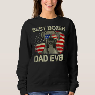 Mens Best Boxer Dad Ever Dog American Flag Sweatshirt