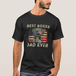 Mens Best Boxer Dad Ever Dog Lover American Flag T-Shirt