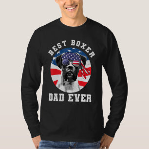 Mens Best Boxer Dog Dad Ever Dog American Flag T-Shirt