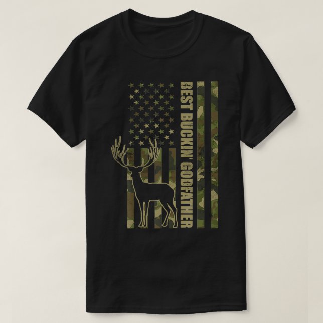 Mens Best Buckin' Godfather Funny Deer Hunter Camo T-Shirt (Design Front)