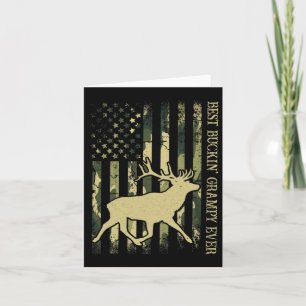 Mens Best Buckin' Grampy Ever Camo American Flag D Card
