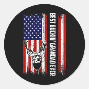 Mens Best Buckin Grandad Ever Shirt Deer Hunting B Classic Round Sticker