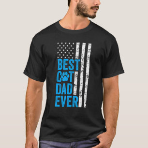 Mens Best Cat Dad Ever American Flag Cat Fathers T-Shirt