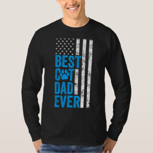 Mens Best Cat Dad Ever American Flag Cat Fathers T-Shirt