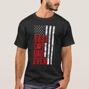 Mens Best Cat Dad Ever American Flag Cat Fathers T-Shirt