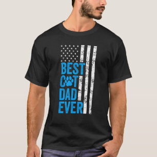 Mens Best Cat Dad Ever American Flag Cat Fathers T-Shirt