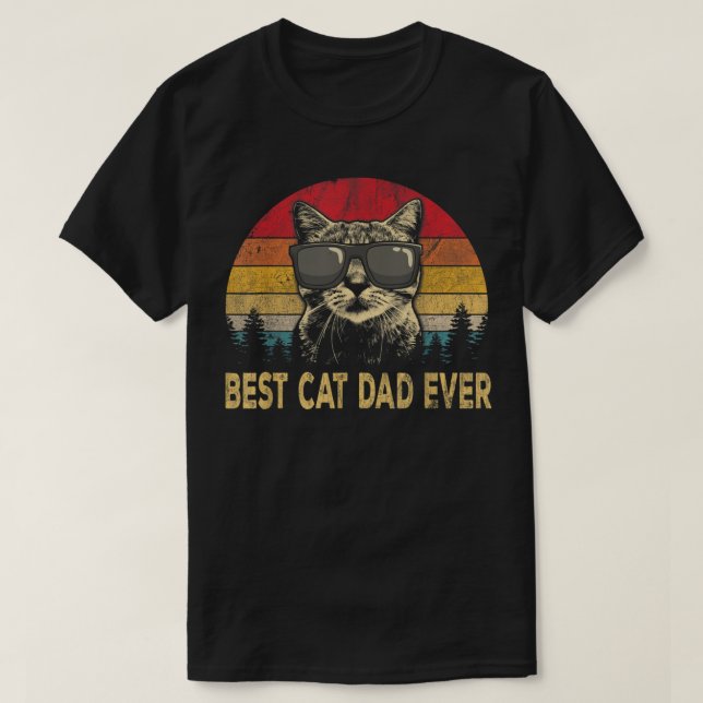 Mens Best Cat Dad Ever tshirt for dad on father da (Design Front)