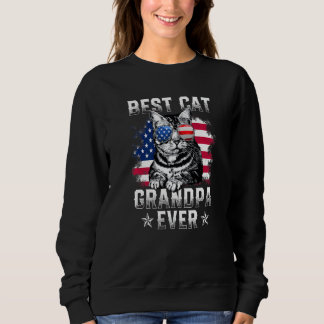 Mens Best Cat Grandpa Ever American Flag Patriotic Sweatshirt