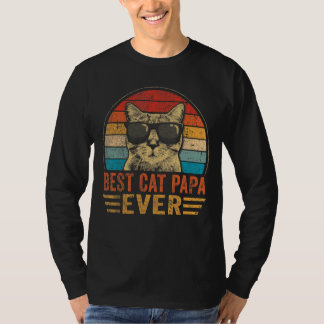 Mens Best Cat Papa Ever Father's Day Vintage Cat T-Shirt