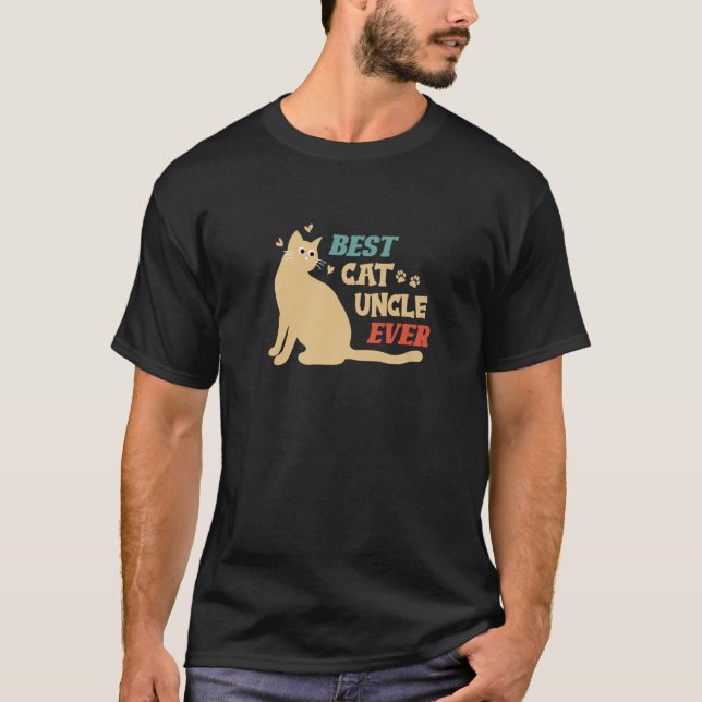 Mens Best Cat Uncle Ever Uncle Loves Cats T-Shirt (Front)