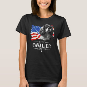 Mens Best Cavalier king Dad Ever American Flag Fat T-Shirt
