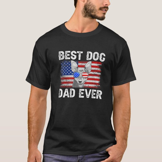 Mens Best Chihuahua Dad Ever American Flag 4Th Of T-Shirt (Front)