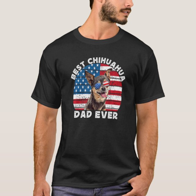 Mens Best Chihuahua Dad Men Black Chiwawa  Dog Ame T-Shirt (Front)