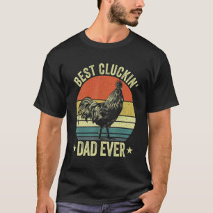 Mens Best cluckin' dad ever rooster retro chicken T-Shirt