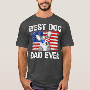 Mens Best Corgi Dad Ever American Flag 4th Of July T-Shirt