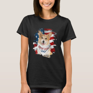 Mens Best Corgi Dad Ever American Flag Dog Father  T-Shirt